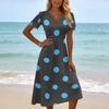 Robe midi à pois pour femme, col en V, manches courtes, pour le printemps, robes pour femme, robes d'été pour femme, robes longues pour femme, robes d'été pour femme