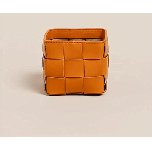 Office Decorative Knitted Storage Desk Organizer Box Woven Leather Remote Control Stationery Holder Pencil Office Supplies