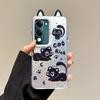KEYSION Cute Ear Cartoon Case for VIVO Y04 Y04s with Lanyard Soft Silicone+PC Shockproof Phone Cover for VIVO Y29s Y29t 5G