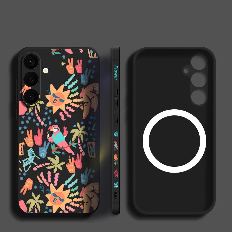 Colorful Cartoon Pattern Case For Samsung Galaxy S25 Ultra S24 S23 S22 Plus S21 S25 FE Magnetic For Magsafe Soft Silicone Cover