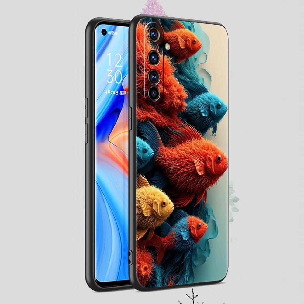Blue Ocean Fish Soft TPU For Realme 13 12 11 10 9 Pro Plus GT3 GT2 C21 C25 C35 C53 C55 C67 Pro 5G Phone Case Cover Fundas Capas