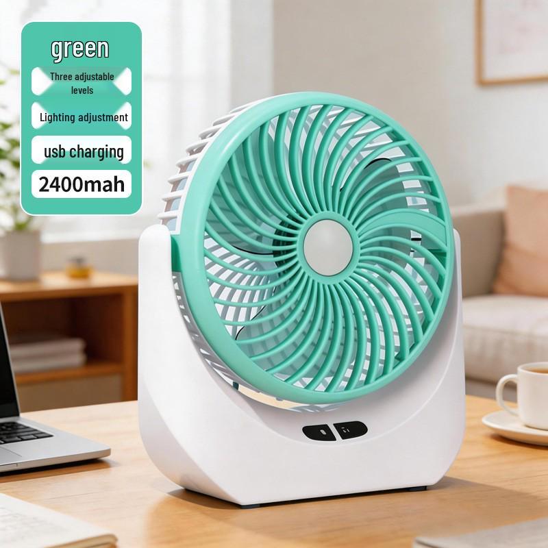 

Portable USB Rechargeable Desktop Fan with Light, 3-Speed Silent Operation for Dorms 20*7*21 cm