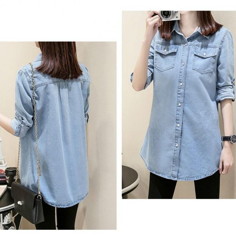 Denim Shirt Women Long Sleeves College Slim Was Thin Korean Version of The Wild Denim Shirt Jacket