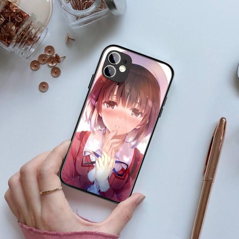 Katou Megumi Saekano Phone Case For IPhone 14 13 12 11 XS X 8 7 6 Plus Mini Pro Max SE 2022 Black PC TPU Glass Phone Cover