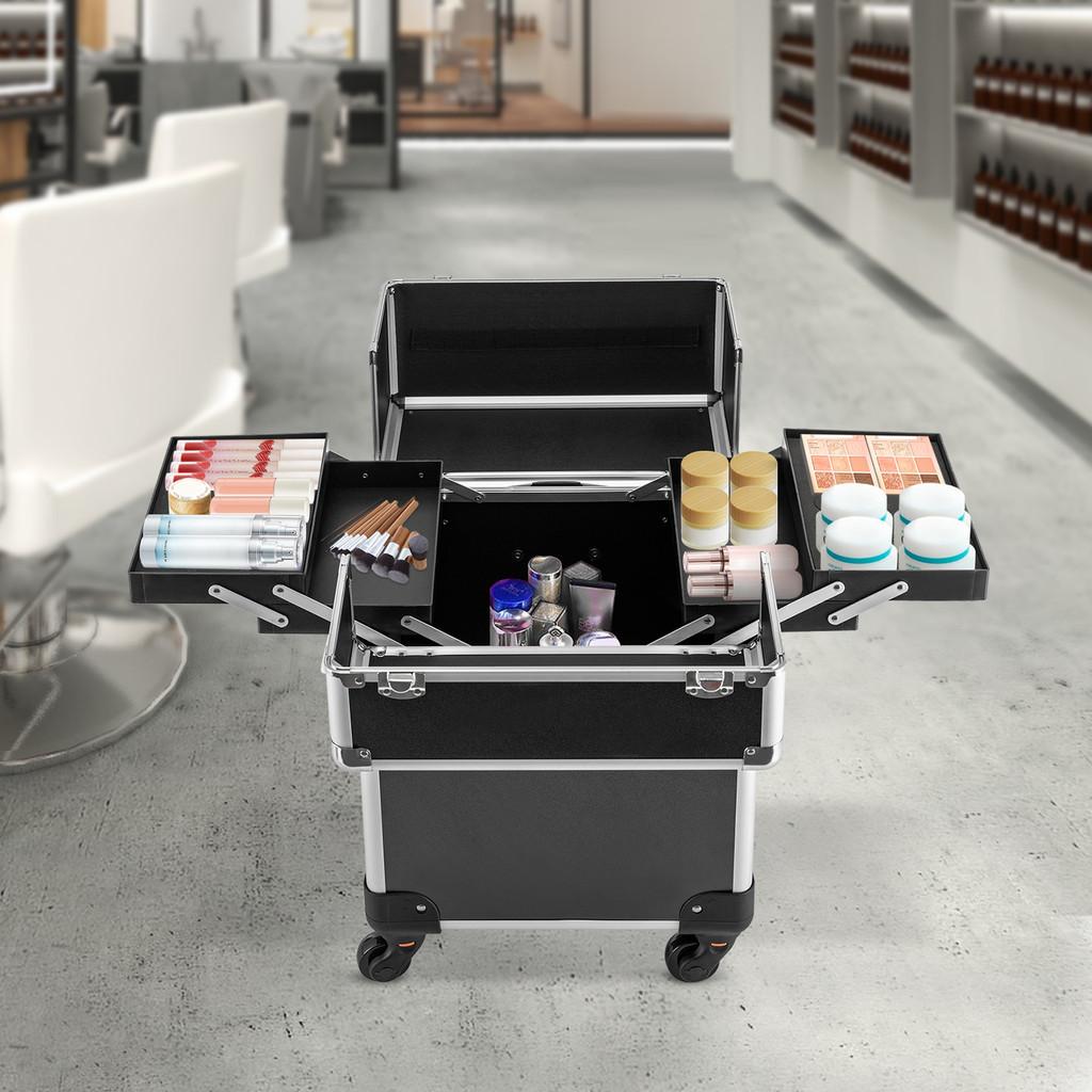 Aluminum Alloy Multi-layer Storage Box Large Capacity Trolley Makeup Box Professional Makeup Artist Toolbox 34*24*45cm
