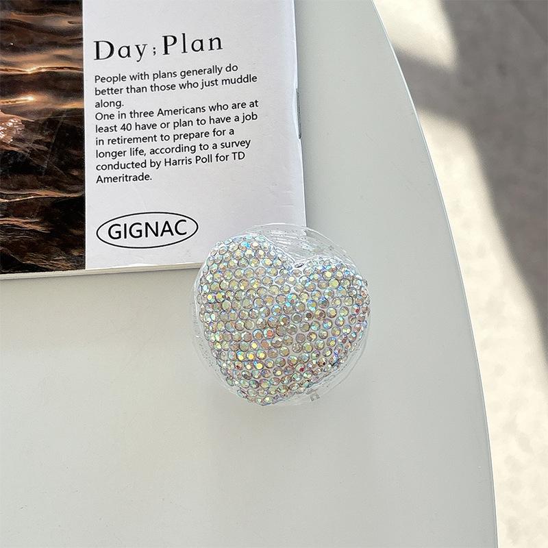 Colorful Rhinestone Heart Phone Holder: Magnetic Magsafe, Desktop Stand, Finger Ring, Portable Airbag.