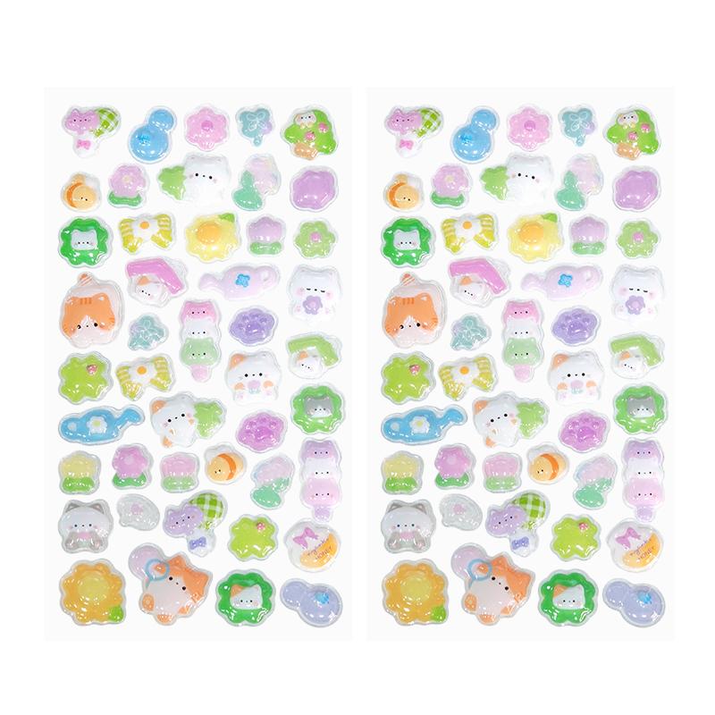 2Sheet/Pack Assorted Colorful Cute Animal Pattern Sticker 3D Embossed Stickers DIY Decorative Material for Phone Laptop Case ZYF