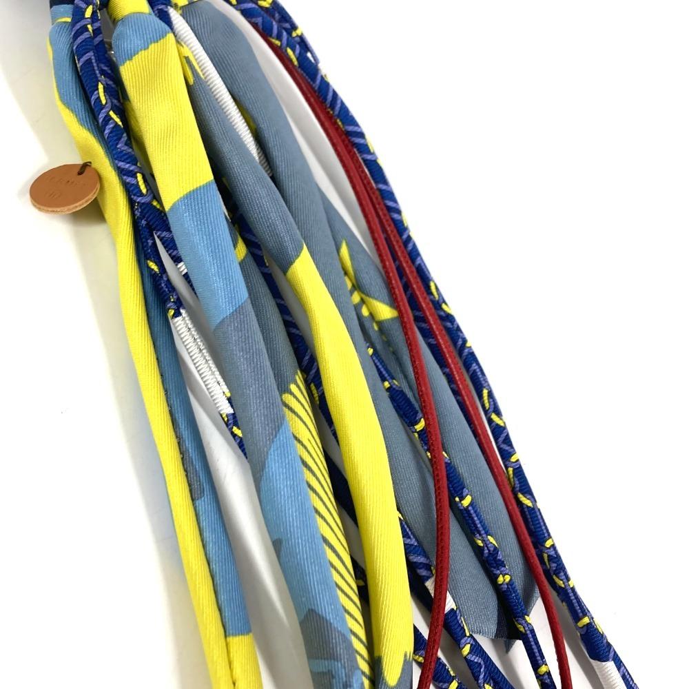 HERMES petit h Fishloo Key Holder Key Ring Bag Charm charm silk blue Unused