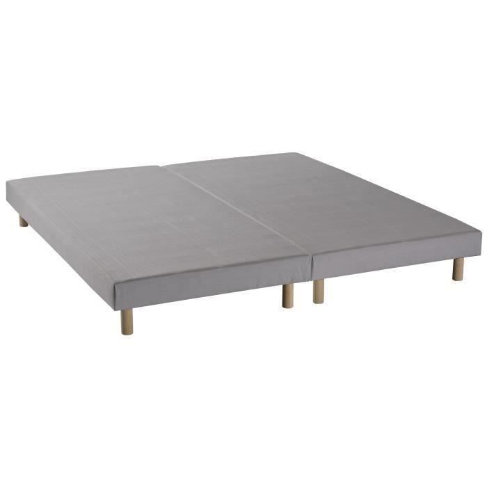 DEKO DREAM Rakenne Upholstered Slatted Bed Bases 2x80x200 - Solid Grey Wood + Feet