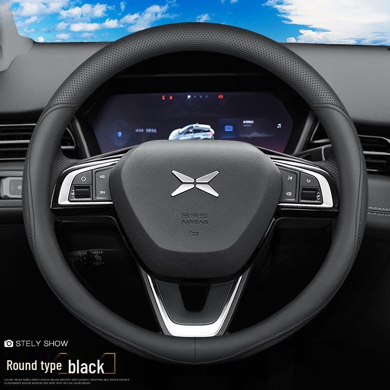 Genuine Leather Steering Wheel Cover for 2021 XPeng P7/G3/P5, Ultra-Thin, All-Season.