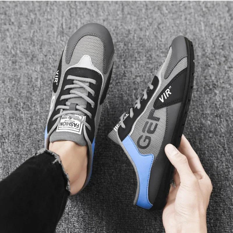 New Style Half Slip-on Shoes Comfortable Flat Shoes Mesh Men Shoes Breathable Men Sneakers Comfortable Zapatos Para Hombres