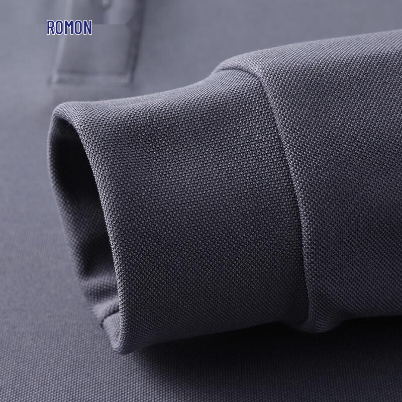 Romon Men's Anti-Wrinkle Silk & Wool Blend Long Sleeve Polo Shirt