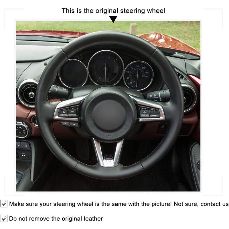 Car Steering Wheel Cover For Mazda MX-5 Ized Hand Sewn Diy Black  Leather Automobiles Interior Accessory Decoration