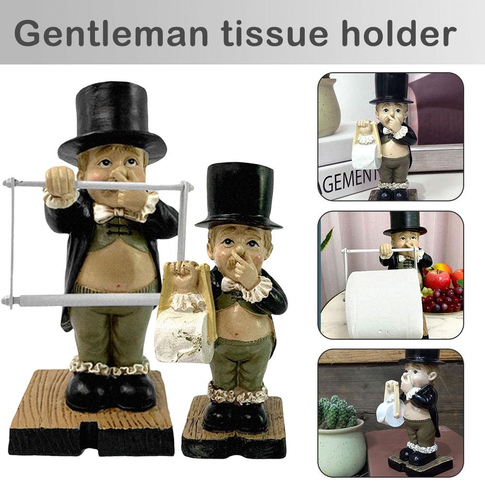 Gentleman Tissue Holder Modern Bathroom Paper Towel Holder Tissue Dispenser Napkin Figure Home M1E0