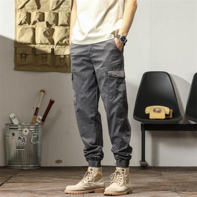 New Hong Kong Style Loose Large Size Work Pants for Men's Trendy Teenagers Tied Feet Nine-point Men's Casual Pants