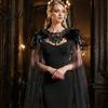 Gothic Shoulder Wrap Feather Cloak for Men Women Halloween Tulle Cape with Dance Performance Shawl Shrug Witch Cosplay Costume Party Festival Outfit