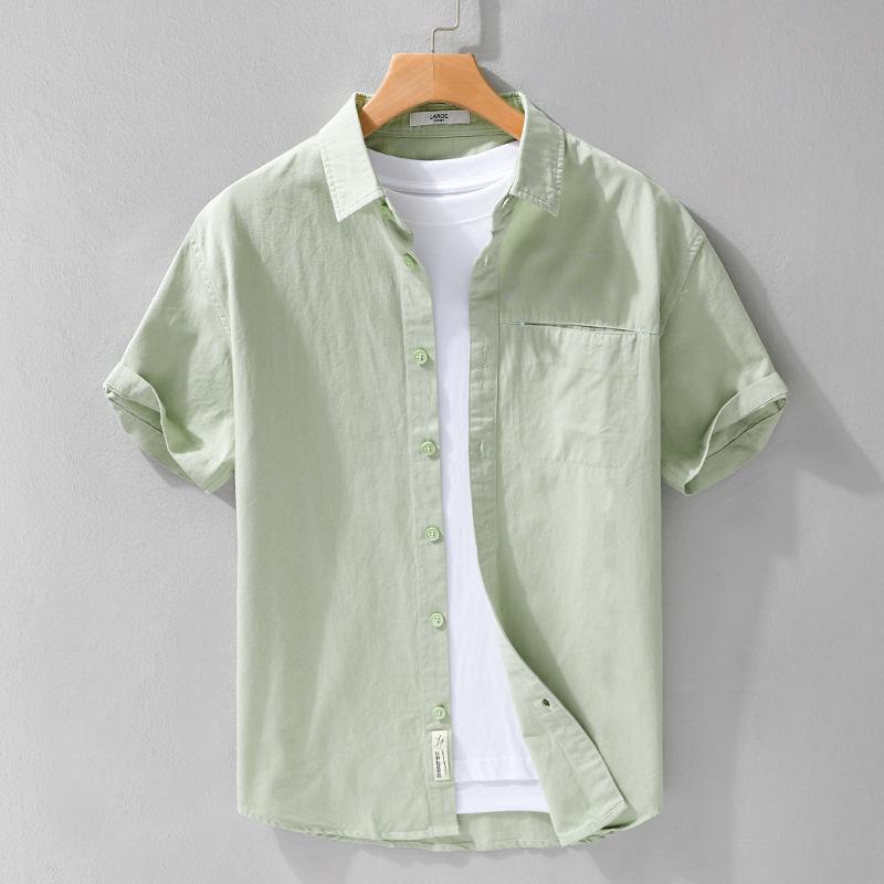 Men's Summer Short-Sleeve Cotton Shirt - Comfortable, Breathable, Business Casual