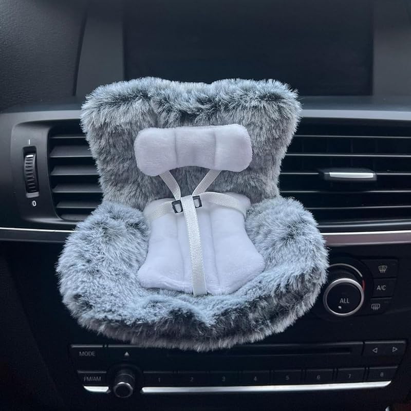 La-bubu Car Seat with Soft Furry Cushion for 10-17cm Dolls, La-bubu Accessories, Car Air Vent Decor, Includes Seat Leg for Desktop Display