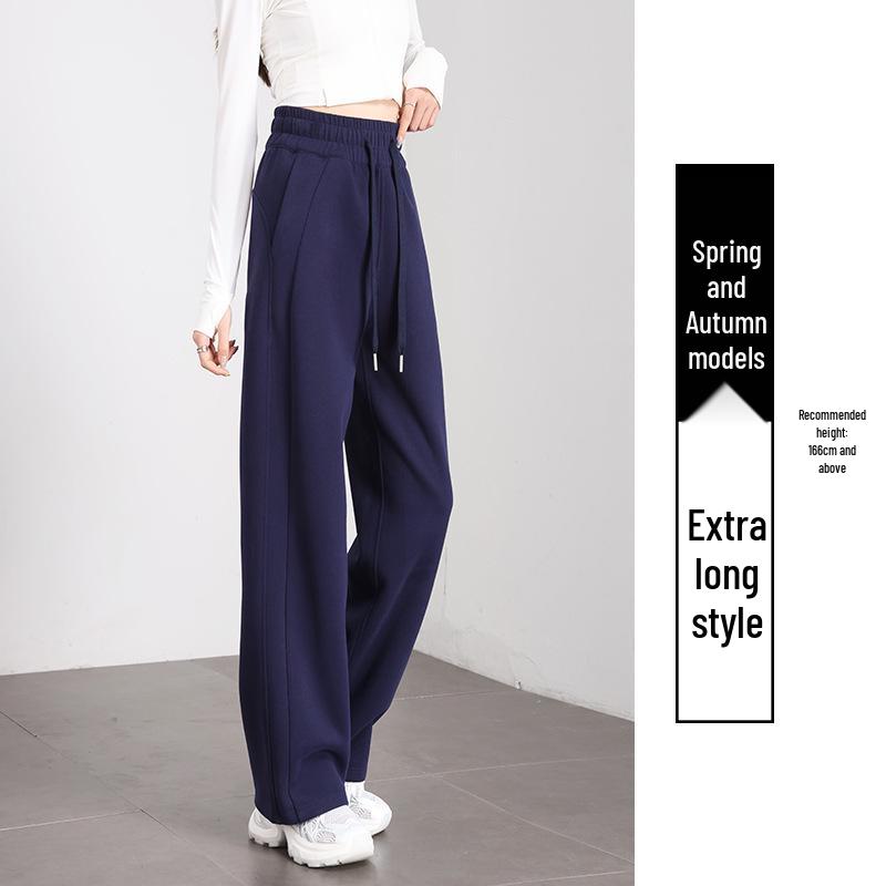 Women's Petite Velvet-Lined Wide-Leg Sweatpants, Straight-Leg Style, Height-Enhancing, 2025 Autumn/Winter Collection.