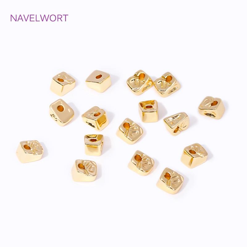 5.5mm*4.5mm 18K Gold Plated Irregular Spacer Beads Brass Metal Bulk Beads For DIY Bracelet Jewelry Making Accessories