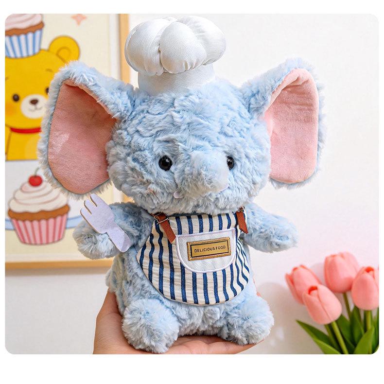 Chef Elephant Plush Doll with Apron & Duck, Baking Bear Toy - Perfect Birthday Gift
