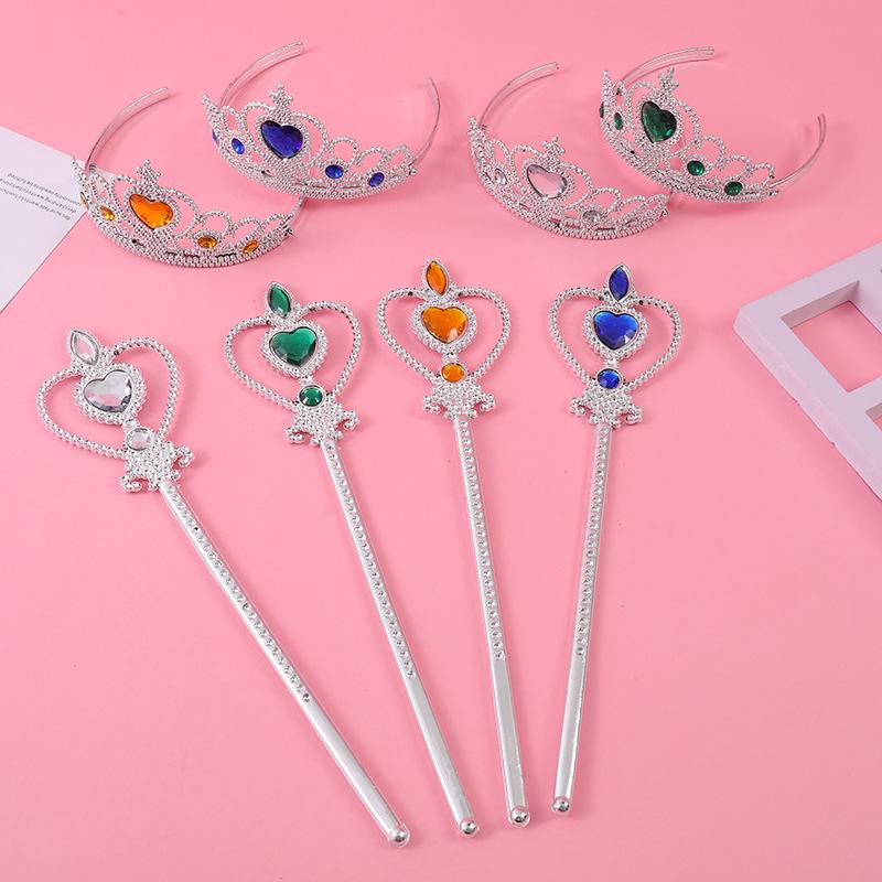 Children's Princess Costume: Gem Crown, Magic Wand, Headdress, and Fairy Headband Set