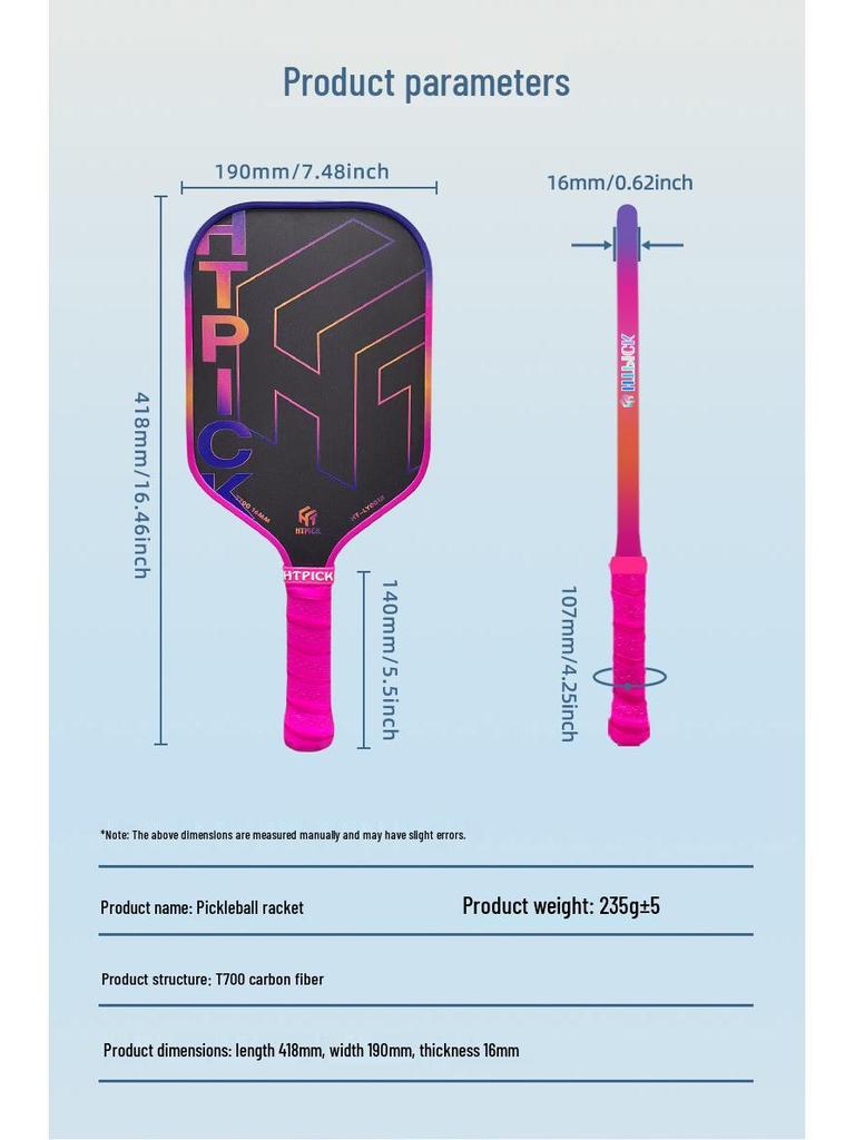Carbon Fiber Professional Pickleball Racket T700 with Frosted Finish