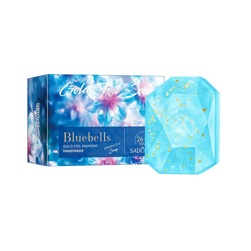 Sadoer Diamond Essential Oil Soap, Rose & Cherry Blossom Scented Handmade Bar For Face & Body, Luxury Care