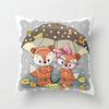 Cute Cartoon Fox Animal Print Pattern Cushion Cover Home Living Room Sofa Decor Square Polyester Throw Pillow  x