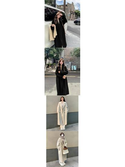 Women's High-End Gray Woolen Trench Coat - Thickened Korean Style Jacket for Autumn Winter