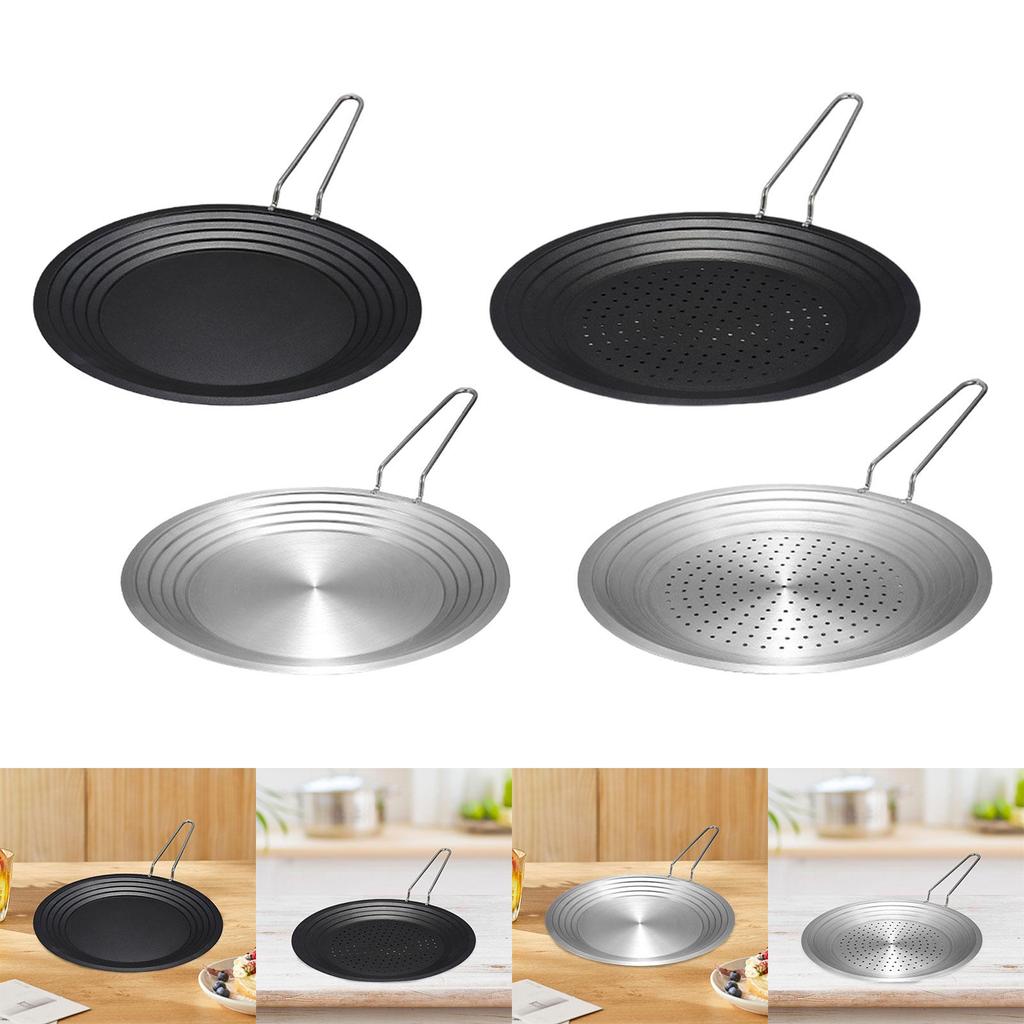 Round Grill Pan Grilling Skillet Multipurpose Long Handle Portable for Cooking Household Outdoor Camping Roasting Seafood