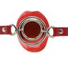 Steel Double Ring Gag Bondage Flail Open Mouth Oral Fixation Mouth Plug Round Stuffed Head Restraints Sex Toy Belt For Couple