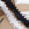 1M White 3D Rose Lace Trim Flower Embroidery With Pearl Wedding Dress Decor Tassel Patch DIY Crafts Supplies Needlework Ribbon