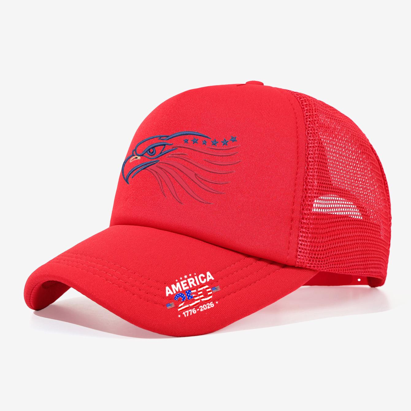 

1PC Minimal 250th America Trucker Hat, Line Art Eagle Print, Streetwear Cap for Patriotic Fans