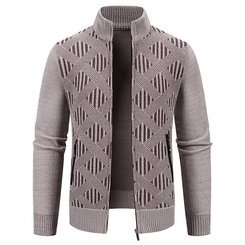 Autumn Winter Stand Collar Knit Cardigan Men Korean Style Warm Casual Men's Knitted Sweater Coat