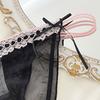 Sexy Damen-Slips Tanga mit Schleife Spitze Jacquard Netz Dünn Transparent Belüftet Niedrige Taille Unterwäsche Der Stoff Ist Bequem Und Weich