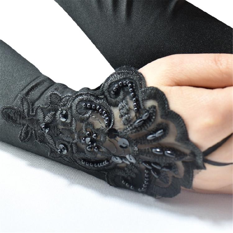 Vintage Long Satined Gloves Elbow Length Fingerless Gloves for Women Suitable for Weddings and Dancing Event Gathering