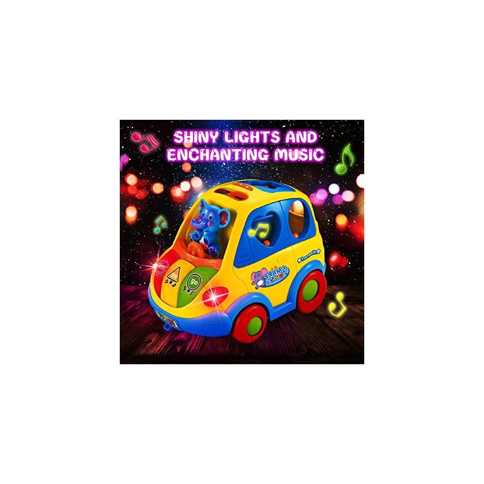 CAEGALKIMY Babyspielzeug für 1-jährige Jungen Mädchen Krabbelauto Formsortierer Spielzeug 6 12 18 Monate Früherziehung Spielzeug mit Musiklicht für den 1. Geburtstag