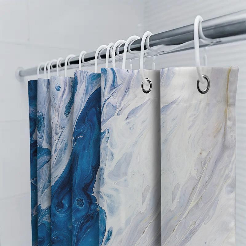 Luxuriöser Blau Weißer Marmor Duschvorhang Badezimmer Dekorativ Wasserdicht Stofffutter Für Badewanne Oder Waschbecken In Mehreren Größen Erhältlich