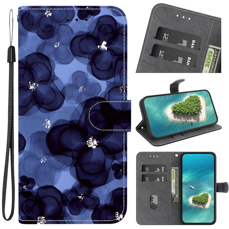Retro Flower Case for Samsung Galaxy S26+ S25 Edge S24 Plus S23 S22 S21 FE Ultra Case Wallet Flip Stand Back Cover with Strap