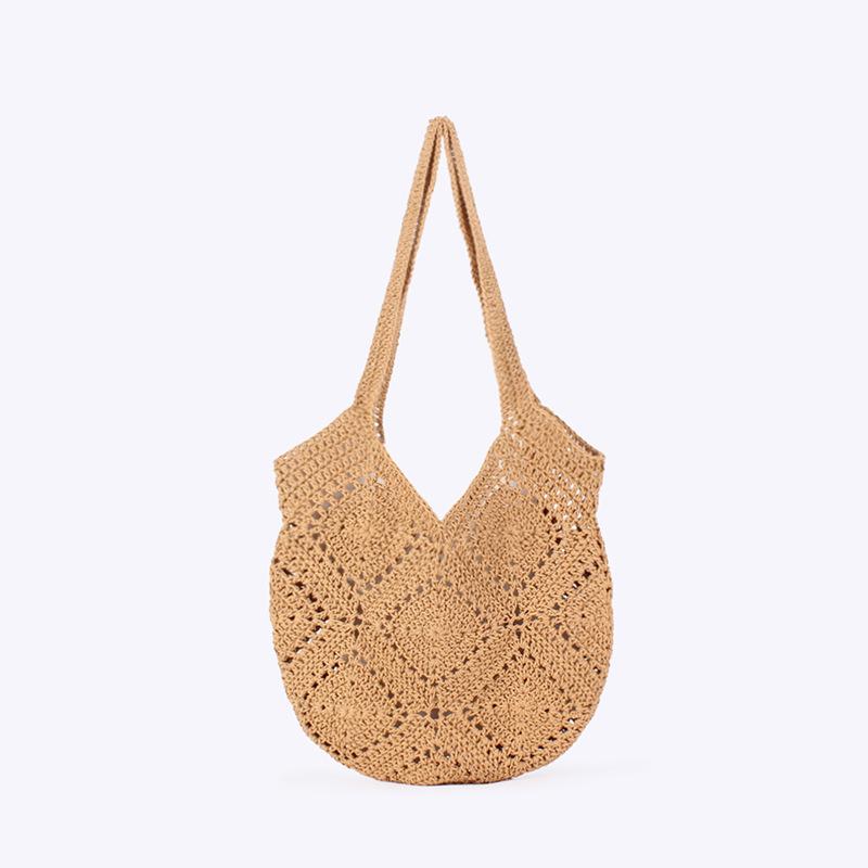 

Spring 2025 Women s Fashionable Bohemian Style Tote Bag L Lazy Weaving Commuter Versatile Single Shoulder Bag New Arriva коричневый