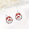 Style Christmas Snowman Bow Circle Drop, Hook Earrings Jewelry Gift 1 Pair