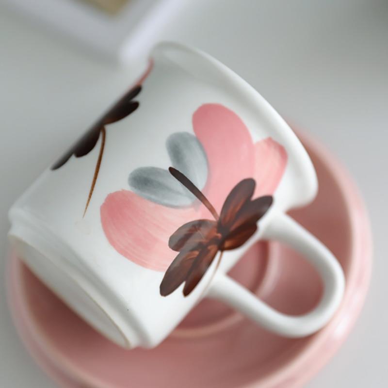 Pink European Coffee Cup with Cappuccino Drawing Ceramic Coffee Cup Cup and Raghum Espresso Tazas Ceramica Drink