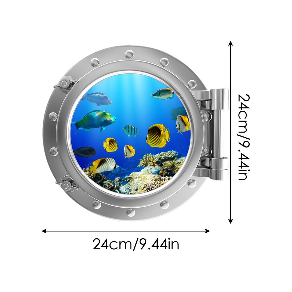 3D vision Porthole Decals Self-adhesive glow Sea Turtle luminous Window wall Sticker for home bedroom Washing Machine decoration