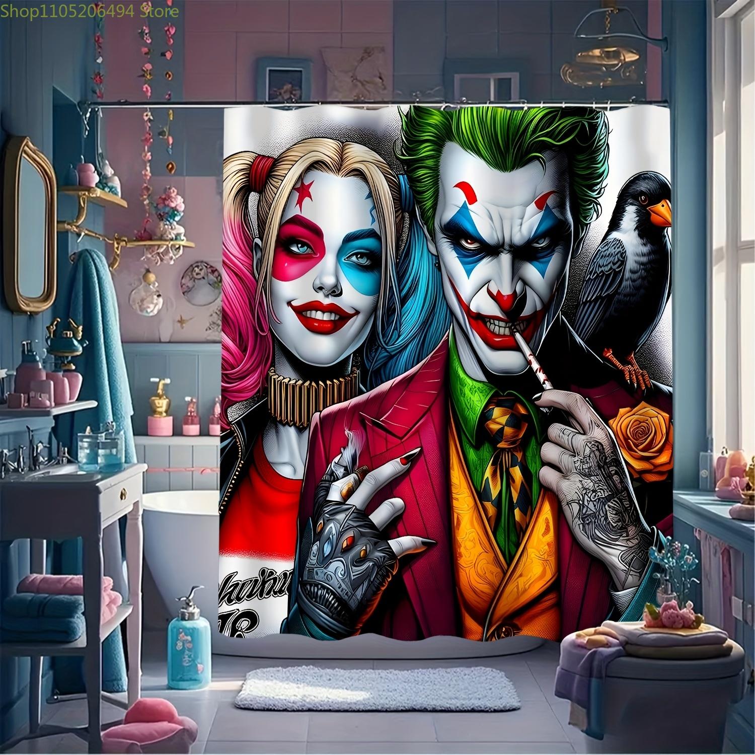 

A Warner Bros. Joker Cartoon Pattern Printed Polyester Shower Curtain, Designed for Privacy, Can Be Used As a Home Partition C 90x180cm