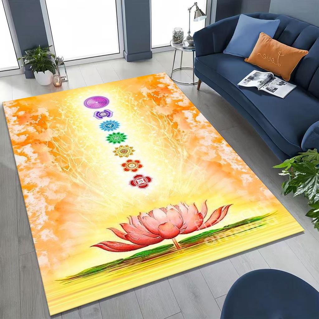 Bohemia Yoga Chakra Mandala Spirit Meditation Rug for Bedroom Living Room Sofa Home Doormat Decor,Large Kids Non-slip Floor Mat