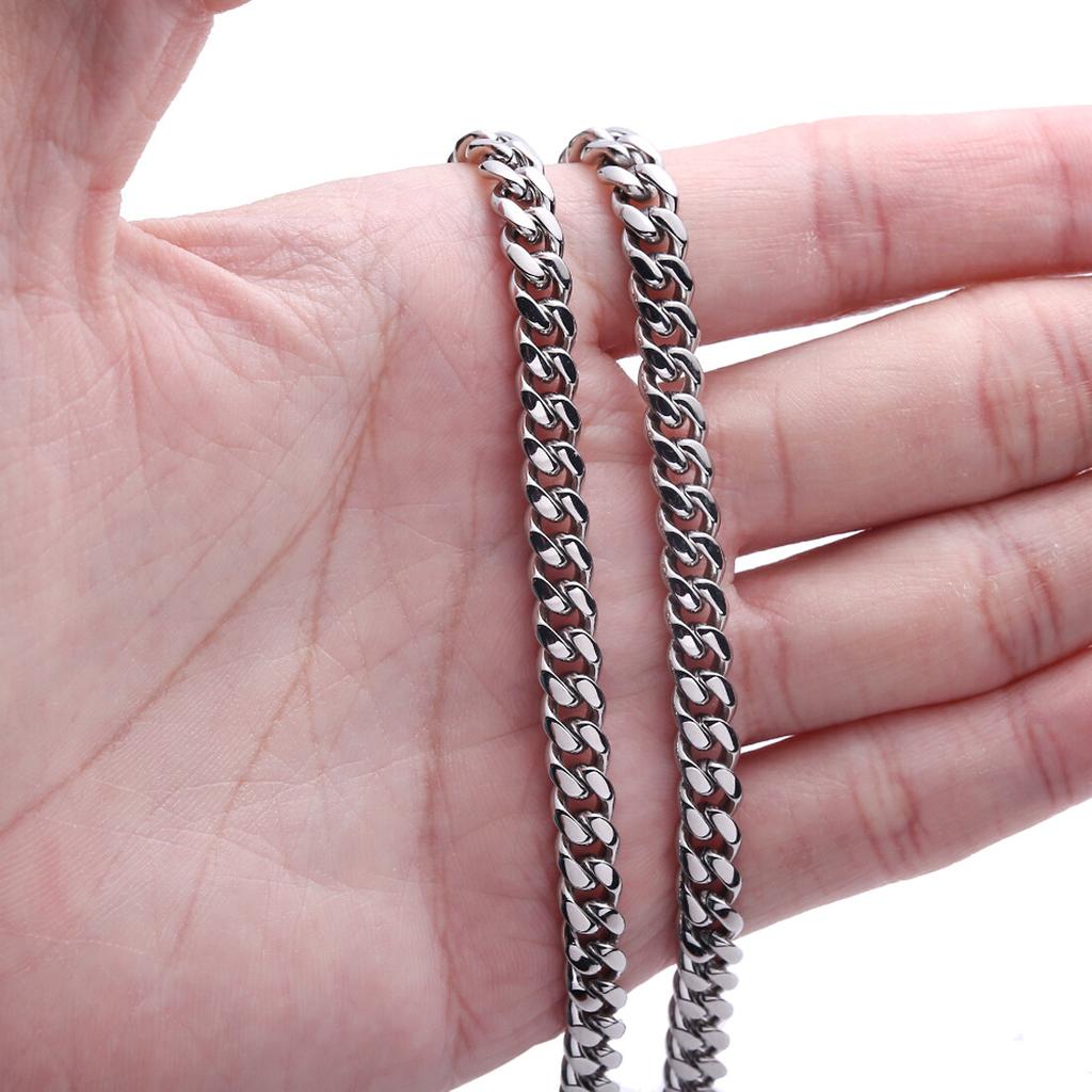 6-18mm Heavy Women Mens Miami Cuban Link Chain Silvery Stainless Steel Necklace