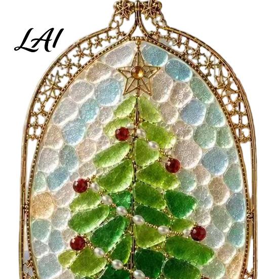 Holiday Fireplace Decor Christmas Sea Glass Suncatcher Stained Style Acrylic Window Hanging Ornament Cute Suncatcher Tree/Snowman/Gingerbread