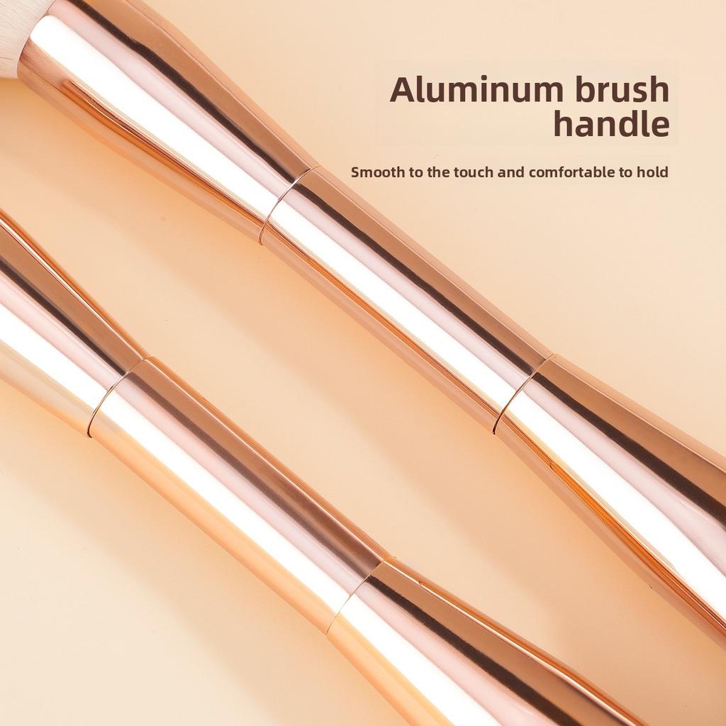 New all-aluminum tube double-head brush, flame trim contour, blush brush, loose powder brush, flat head oblique head foundation brush, multi-function