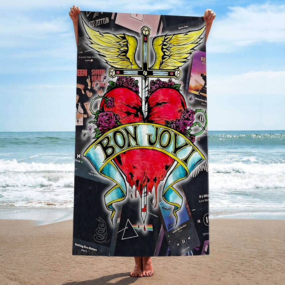 B-Bon Jovi Grandi Asciugamani da Spiaggia in Microfibra Asciugatura Rapida Asciugamani da Spiaggia Asciugamano per Piscina per Viaggi Nuoto Piscina Yoga